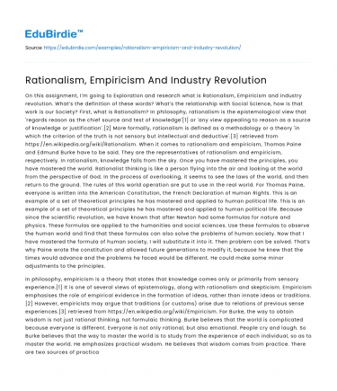 The Role of Rationalism and Empiricism in the Industrial Revolution