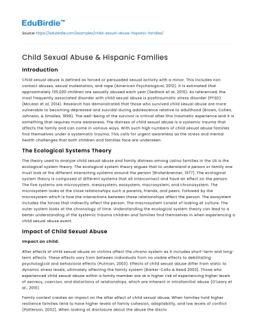 Child Sexual Abuse & Hispanic Families