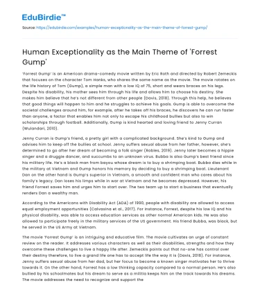 Human Exceptionality as the Main Theme of ‘Forrest Gump’