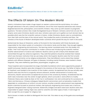 The Effects Of Islam On The Modern World