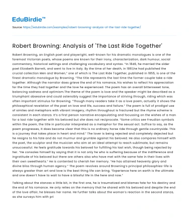 Robert Browning: Analysis of ‘The Last Ride Together’