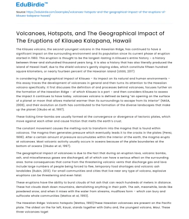 Geographical Impact of Kilauea Eruptions in Hawaii