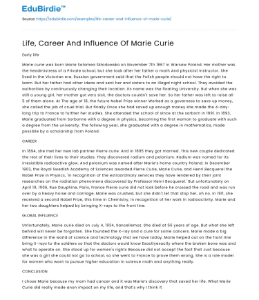 Marie Curie: A Legacy of Science and Innovation