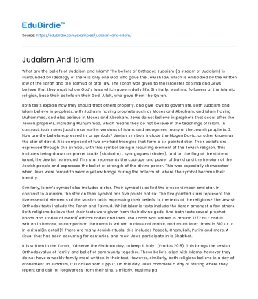 Comparative Analysis of Judaism and Islam