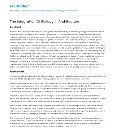 The Integration Of Biology In Architecture
