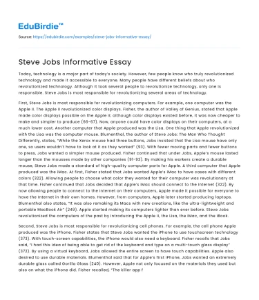 Steve Jobs Informative Essay