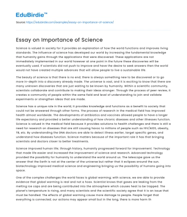 Essay on Importance of Science