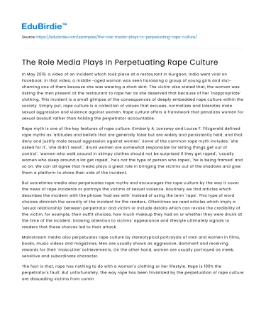 The Role Media Plays In Perpetuating Rape Culture