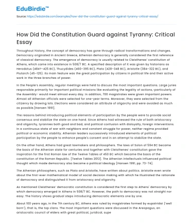 How Did the Constitution Guard against Tyranny: Critical Essay