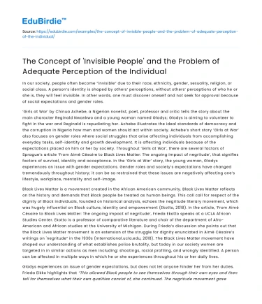 Invisible People: Perception Problem’