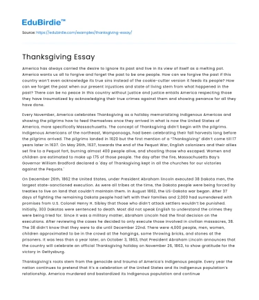 Thanksgiving Essay
