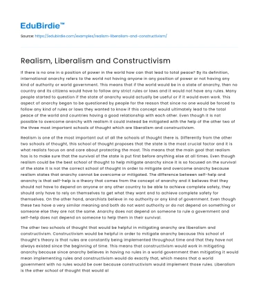 Exploring Theories: Realism, Liberalism, and Constructivism