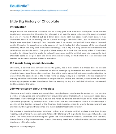 Little Big History of Chocolate