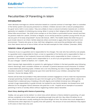 Peculiarities Of Parenting In Islam