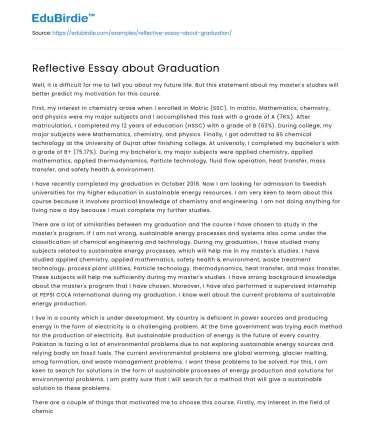 Reflective Essay about Graduation
