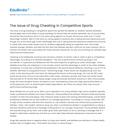The Issue of Drug Cheating in Competitive Sports