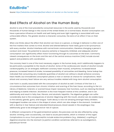 Bad Effects of Alcohol on the Human Body