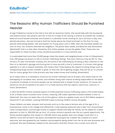 Penalties for Human Traffickers
