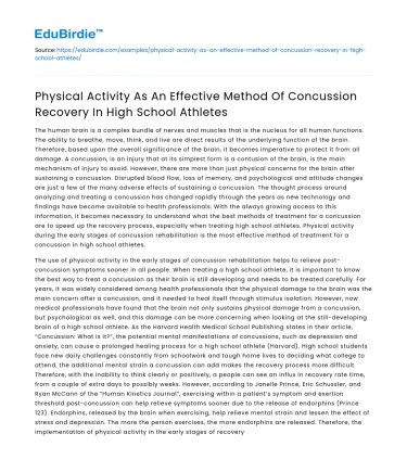 Physical Activity for Concussion Recovery in High School Athletes