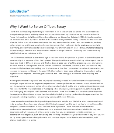 Why I Want to Be an Officer: Essay
