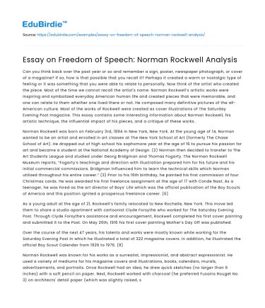 Essay on Freedom of Speech: Norman Rockwell Analysis