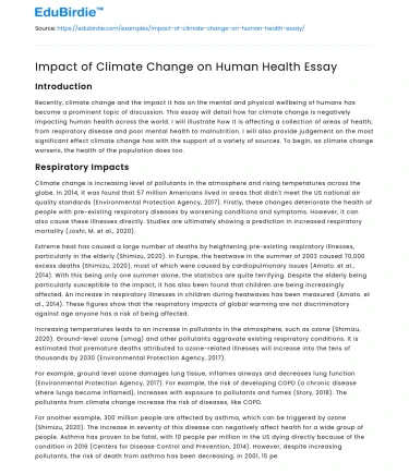 Impact of Climate Change on Human Health Essay