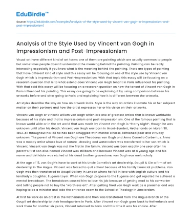 The Van Gogh’s Artistic Style