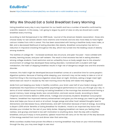 Why We Should Eat a Solid Breakfast Every Morning