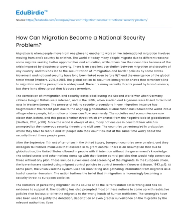 How Can Migration Become a National Security Problem?