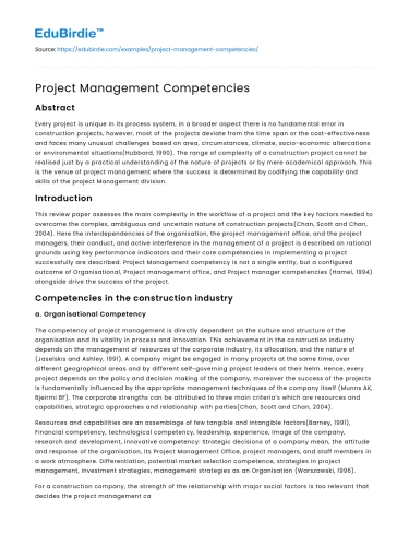 Project Management Competencies