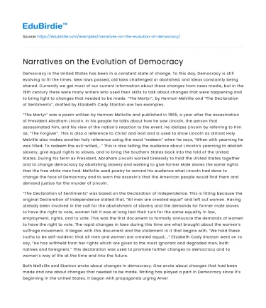 Narratives on the Evolution of Democracy