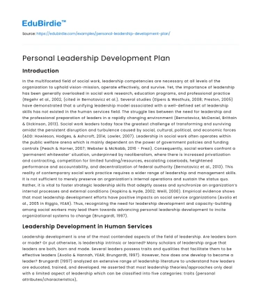 Personal Leadership Development Plan