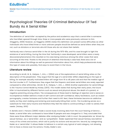 Psychological Theories of Ted Bundy’s Criminal Behavior