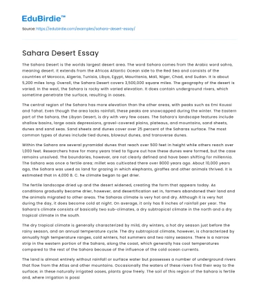 Sahara Desert Essay