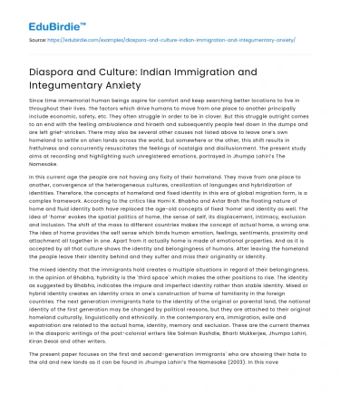 Indian Diaspora: Cultural Integration and Integumentary Anxiety