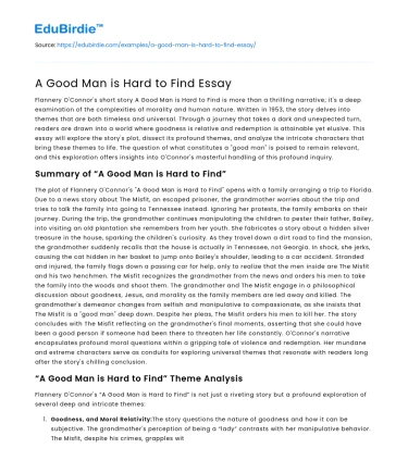 A Good Man is Hard to Find Essay