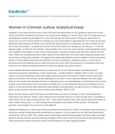 Women in Criminal Justice: Analytical Essay