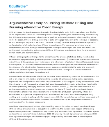 Stop Offshore Drilling, Promote Clean Energy