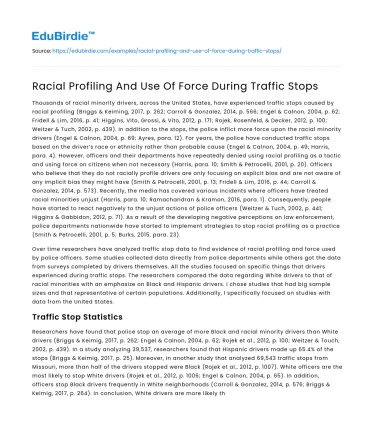 Racial Profiling And Use Of Force During Traffic Stops