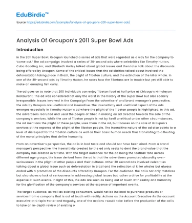 Analysis Of Groupon’s 2011 Super Bowl Ads