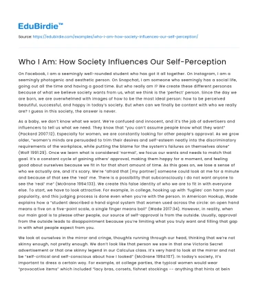 Who I Am: How Society Influences Our Self-Perception