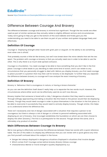 Difference Between Courage And Bravery