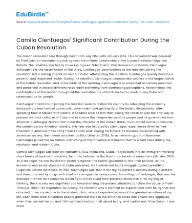 Camilo Cienfuegos’ Significant Contribution During the Cuban Revolution