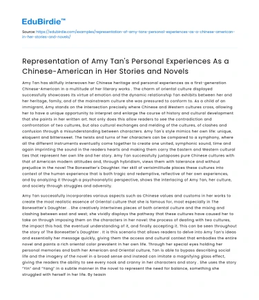 Amy Tan’s representation of Chinese-American experiences in stories