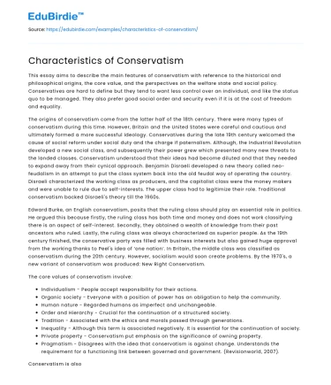 Characteristics of Conservatism