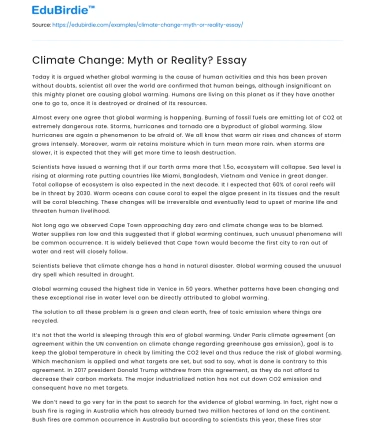 Climate Change: Myth or Reality? Essay