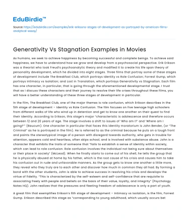 Generativity Vs Stagnation Examples in Movies