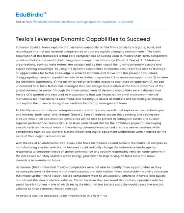 Tesla’s Leverage Dynamic Capabilities to Succeed