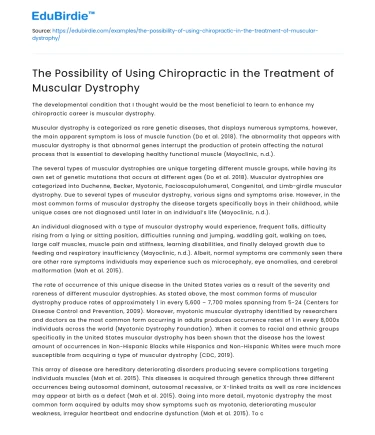 Chiropractic for Treating Muscular Dystrophy