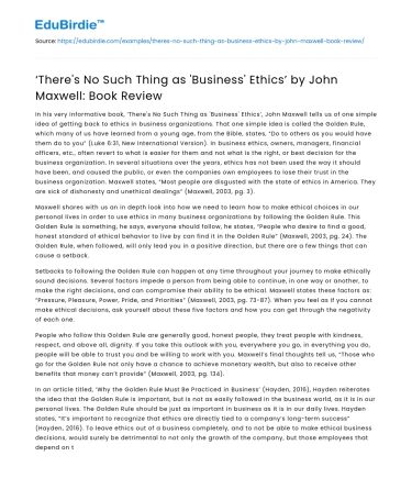 ‘There’s No Such Thing as ‘Business’ Ethics’ by John Maxwell: Book Review